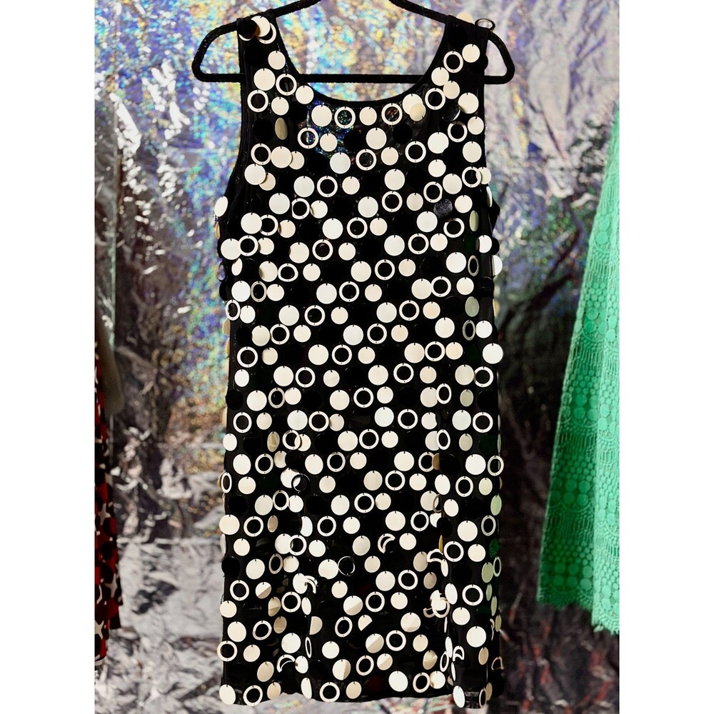 Spanner Women's Go-Go Cocktail Dress Sheer w Black and Cream Pialettes
